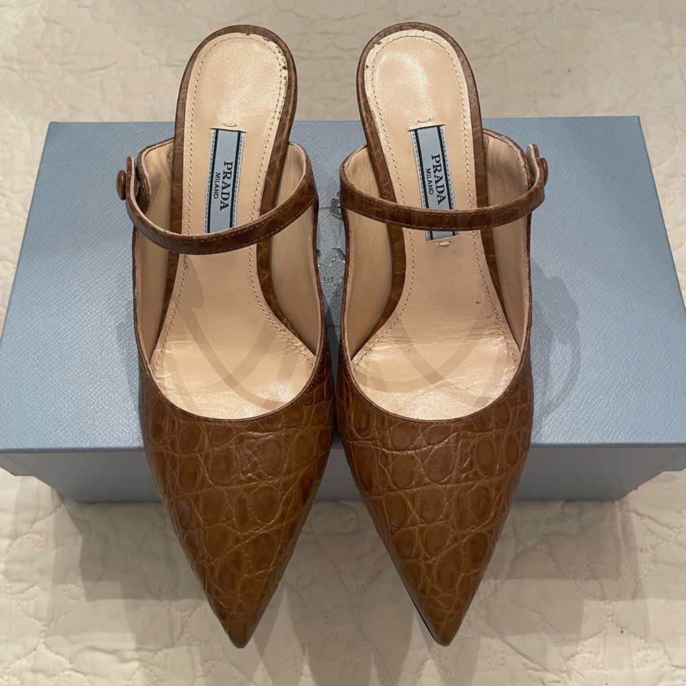 Prada snakeskin sling backs